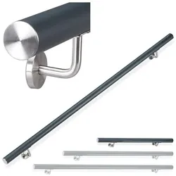 relaxdays Handlauf rund Alumium anthrazit 100 cm grau