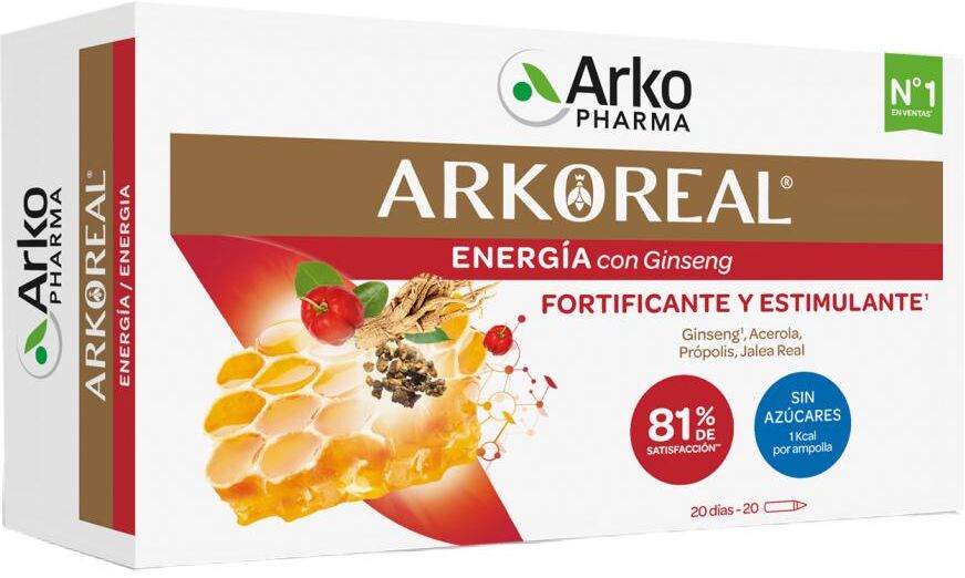 Arkopharma 20 Ampollas Jalea Real Ginseng sin azucar .