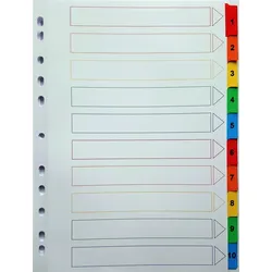 NEUTRAL 4931 Zahlenregister - 1 - 10, Karton, A4, 10 Blatt + Indexblatt, weiß