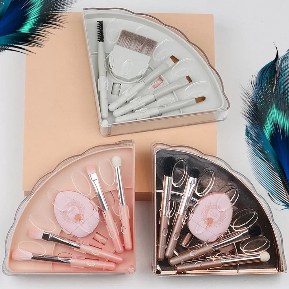 INF Tragbares Make-up Pinsel Set - 10-in-1 Pfau Faltbare Reise Pinsel