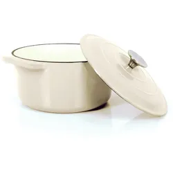 Gusseisen Koch- Schmortopf mit Deckel creme