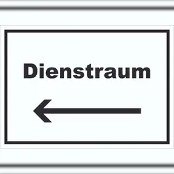 HB-Druck Dienstraum Schild mit Text und Richtungspfeil links Büro waagerecht A0 (841x1189mm)