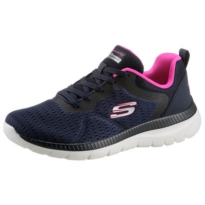 Berufsschuh SKECHERS "BOUNTIFUL - QUICK PATH", Damen, Gr. 36, blau (navy, pink), Lederimitat, Textil, Schuhe, Freizeitschuh, Halbschuh, Schnürschuh mit gepolsterter Innensohle