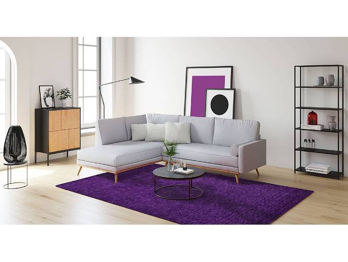Wollteppich Holi Uni Violett/Violett 90 x 160cm Wolle