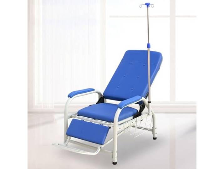 Reclining Medical Chair with IV Stand for Blood Draw & Patient Waiting(Half-lying With Plate White Peda)