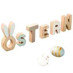 Schriftzug "Ostern" aus Holz Osterdeko Dekoaufsteller Holzbuchstaben Frühling
