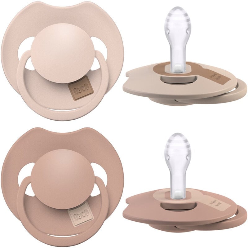 Difrax LOVI Dynamische Prime Fopspeen 0 tot 6 Maanden Beige - 2 Stuks