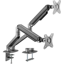 Gembird Biurkowe ramię na dwa monitory - regulowane 17-32inch obciążenie do 9kg kolor szary (Tisch, 32", 9 kg), Monitor Halterung, Grau