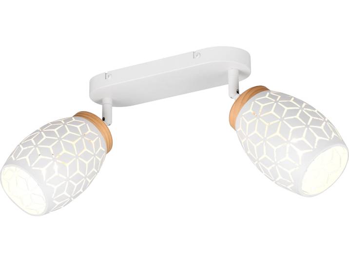 Trio LED-Deckenlampe 2er Spot Bidar 27 x 28 cm weiß matt/natur