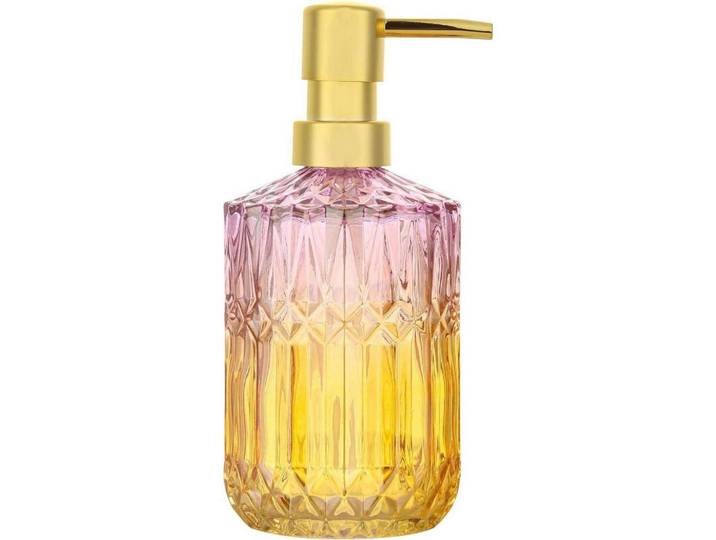 Seifenspender Glas ViolettOrange, Mehrfarbig, 8x19x8 cm, Badaccessoires, Seifenspender