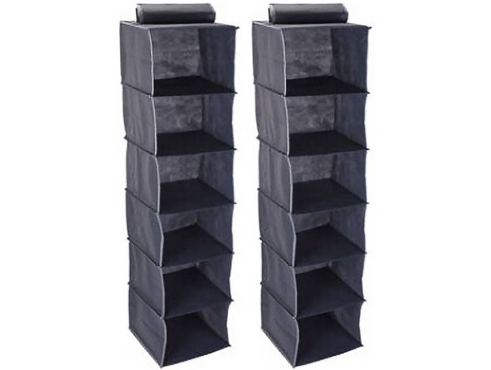 2er-Set Schrank-Hängeregal, für Kleidung, Schuhe etc., 6 Fächer