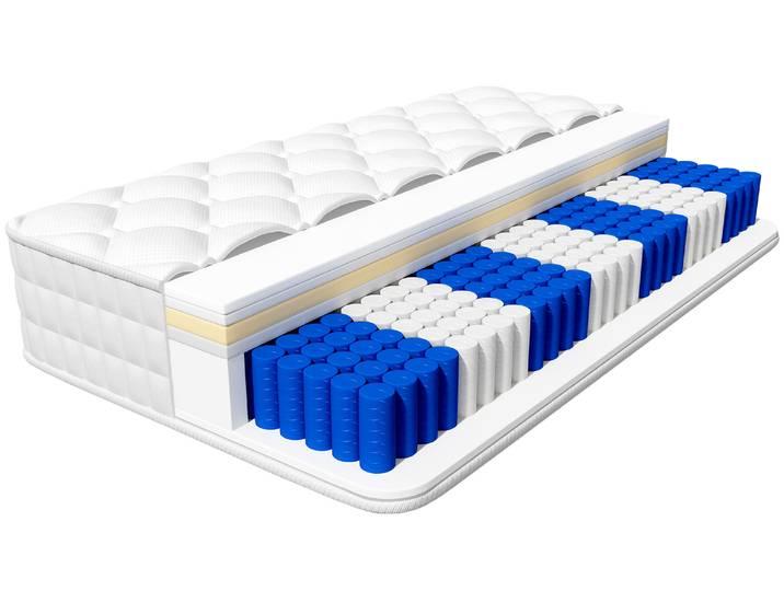 Matelas Hiazurm, 160x200cm, ressorts ensachés, 22cm d'épaisseur, soutien adaptatif 7 zones, fermeté moyenne H3, couvre-lit amovible
