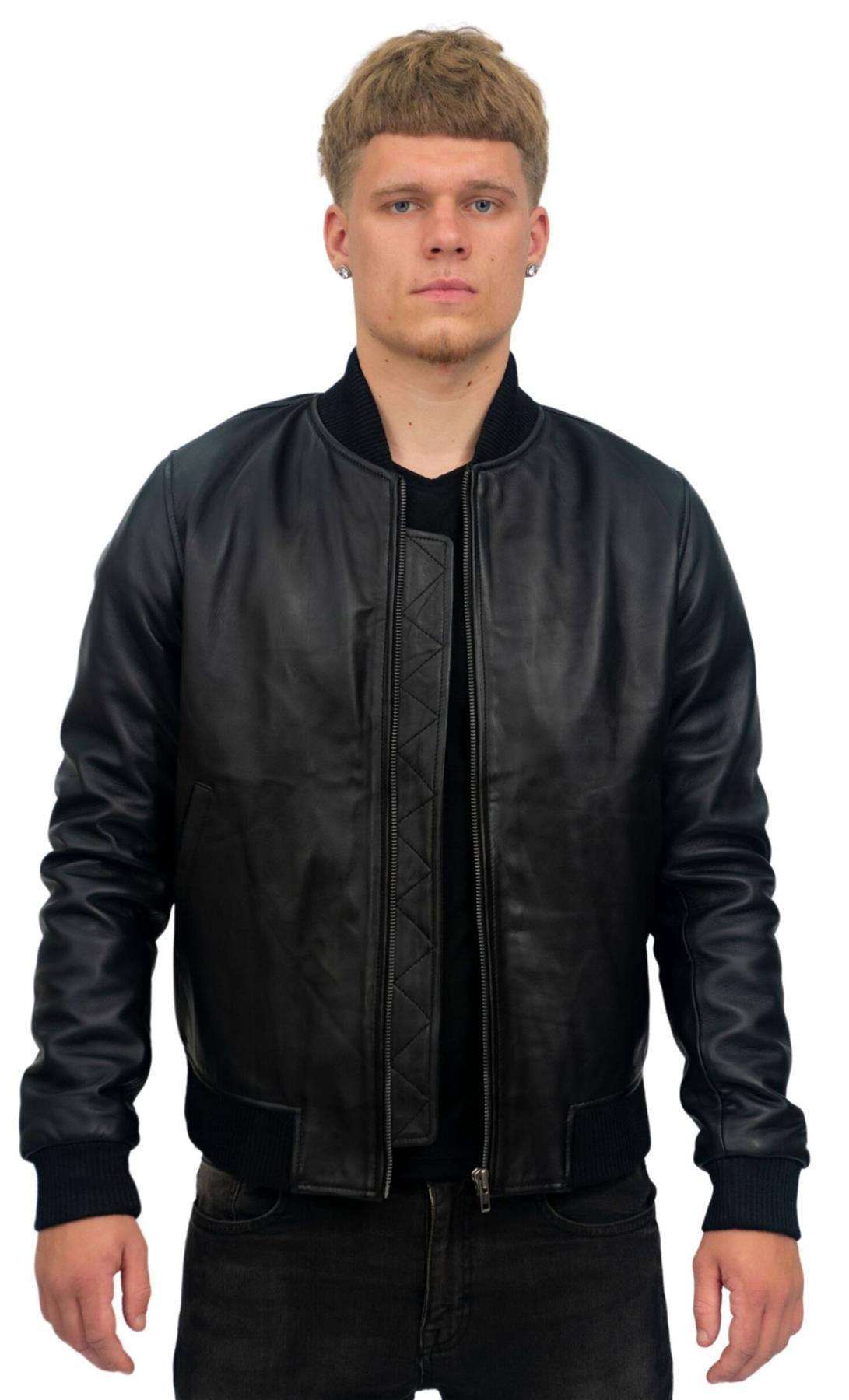 Herren-Bomberjacke im Retro-Uni-Stil aus Leder – Pretoria