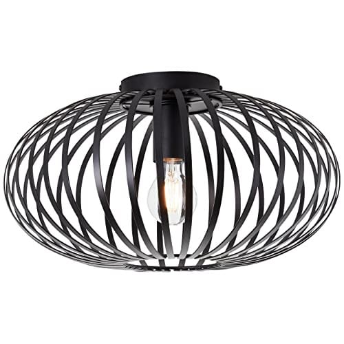 Brilliant Bremen plafondlamp zwart, ronde metalen lamp met E27 fitting, diameter: 40 cm