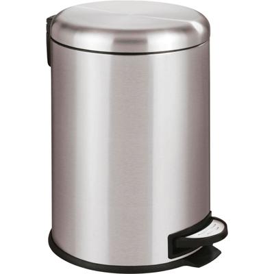 Mülleimer WENKO "Leman", silber (silberfarben), B:30,5cm H:44cm T:37,5cm, Edelstahl, Mülleimer, Mülleimer, 20 Liter Fassungsvermögen