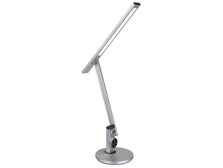 Globo Led-Schreibtischleuchte, Opal, Silberfarben, Metall, Kunststoff, G, 63.5x19x49.9 cm, 3-fach schaltbar, Farben fixierbar, Touch (on/off), Timerfunktion, Farbtemperaturwechsler, Lampen & Leuchten, Innenbeleuchtung, Tischlampen, Schreibtischlampen