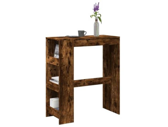 HEFZGDB Bartisch mit Regal Räuchereiche 90x40x103,5 cm Holzwerkstoff, 3 Ablagen für Stauraum, Hochtisch für Küche Wohnzimmer Essbereich, langlebiges Möbelstück mit Wandhalterung