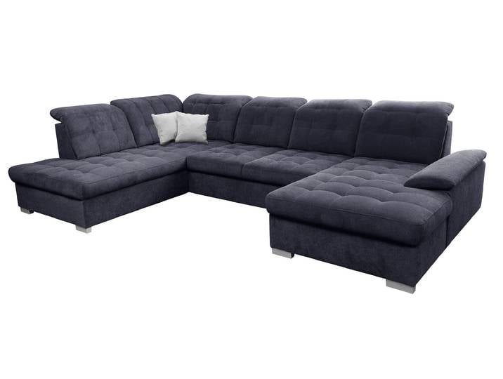 Wohnlandschaft Schlaffunktion dunkelblau Bettkasten 343 cm - VIKTOR