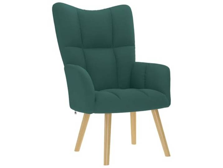 KDVXBCQJH Relaxsessel Polstersessel Dunkelgrün Stoff Ruhesessel Bequem gepolsterter Ruhesessel aus Stoff mit stabilem Holz- & Metallgestell für Wohnzimmer, Lounge und Essbereich.
