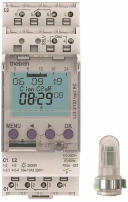 Theben Interrupteur crépusculaire LUNA 122 top3 RC 1-99000 lx en saillie 2 canaux (1220130)