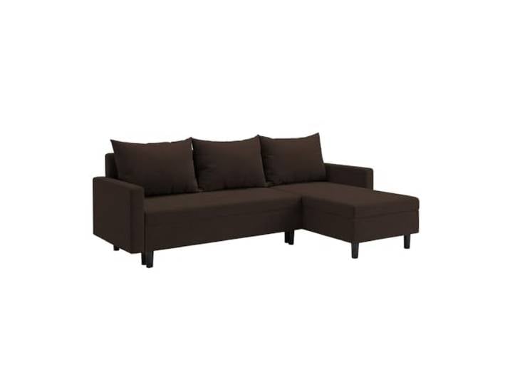 FORNIRO 24 Oslo Ecksofa Braun Wohnzimmer Couch Schlafsofa Polstersofa Mit Schlaffunktion & Bettkasten - L-Form - Kissen - Stoff Komfort ausziehbar Gäste bequem Stauraum Design hochwertig robust