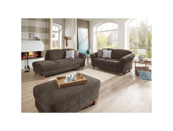 2-Sitzer-Sofa, Braun, 163x89x84 cm, Textil, Echtleder Rücken, Klassisch & Modern, sit&more