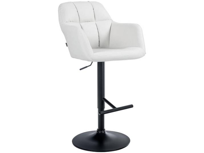 CLP Barhocker Lederlook weiß, Weiß, 57x97x59 cm, Esszimmer, Barmöbel, Barhocker
