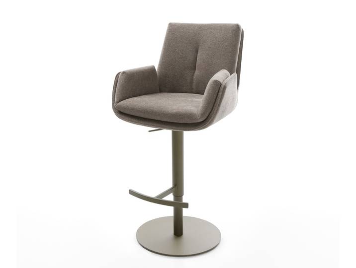 Barstuhl Clea-Flex Strukturstoff Soft Taupe Drehfuß höhenverstellbar Metall Titanfarben, Barstühle