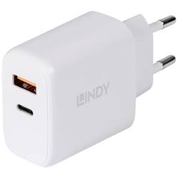 LINDY 30W USB Type A & C Charger USB Ladegerät 30 W 1x USB-A, 1x USB-C® Weiß Innenbereich 73424