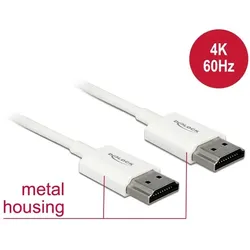 DELOCK HDMI-Kabel HighSpeed Ethernet A->A 4K 3D 0,50m weiß