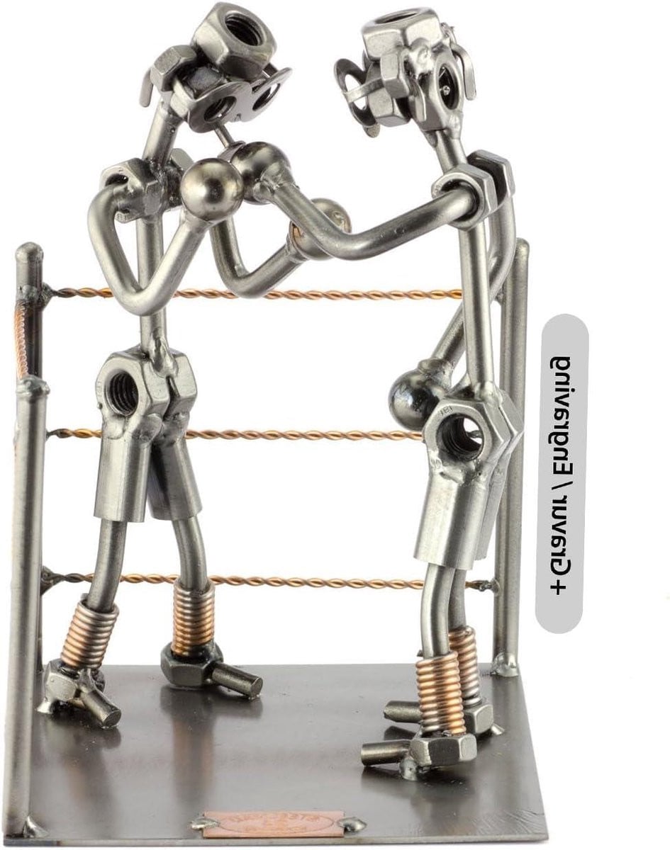 Zilverkleurig Metalen Figuur Schroefmannetjes Beeld Handgemaakt
