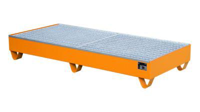 Stahl-Auffangwanne mit Gitterrost, 1800 x 800 mm, orange RAL 2000