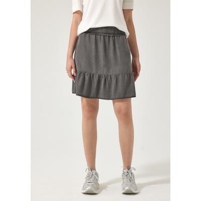 Minirock STREET ONE STUDIO, Damen, Gr. 34, grau (tencel grau), Stoff, 100% Lyocell, unifarben, normal kniefrei, Röcke Minirock, aus Lyocell