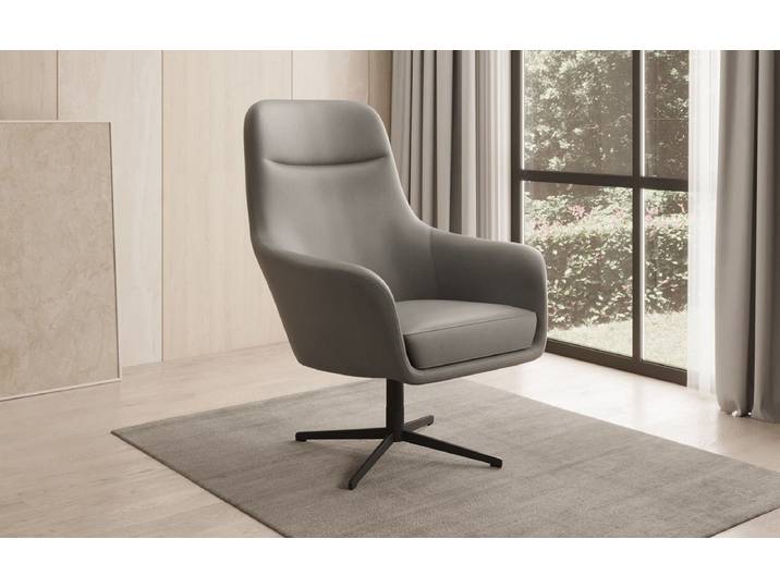 Designer Sessel Ren 360° Drehfunktion in Echtleder - Anthrazit - Echtleder - Luxusbetten24