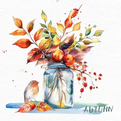 ti-flair 20 Servietten Papier 33x33cm 3-lag Einweg Papierservietten mit Herbstlaub Beeren Vogel Motiv Partyservietten Motivservietten Lunchservietten