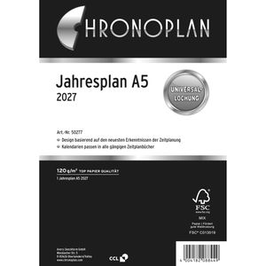Chronoplan Kalendereinlagen 50277, Jahr 2027, Jahresplan, Leporello-gefalzt, A5