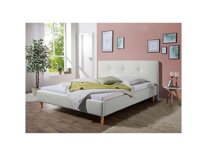 Polsterbett Mosvik 200 x 200cm Strukturstoff Grau/Kies