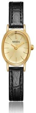 Fashion Sheath Timeless Elegance: Minimalist Oval Watch For Women With Slim Leather Strap gold