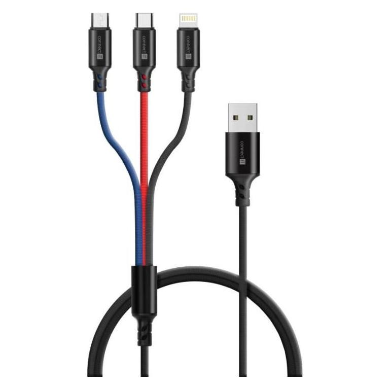 Connectit CONNECT IT Wirez 3in1 USB-C & Micro USB & Lightning, 1,2 m (1.20 m) (CCA-2051-BK)