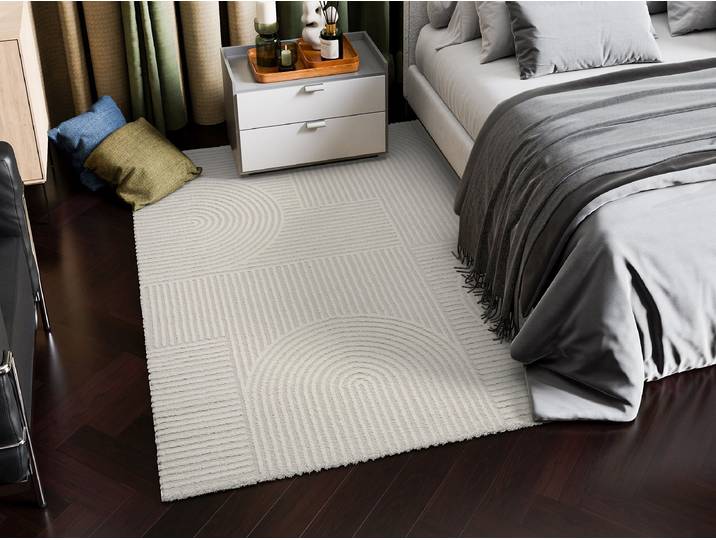 Tapis à poils courts Zephyr Vent Blanc 120 x 170cm Tissu mélangé