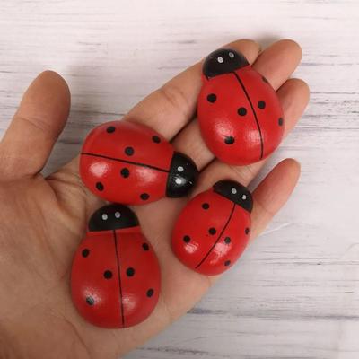 Uplifted Finds Large Wooden Ladybug Craft Accessories   3D Wood Insect Miniature For Fairy Gardens 20 Pcs 18 X 25 Mm