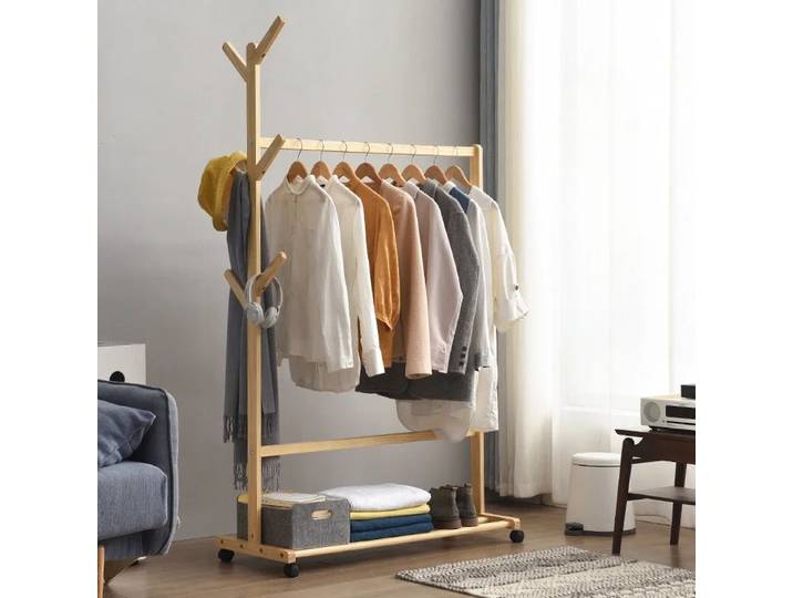 Cintre au sol en bois massif, cintre simple pour chambre à coucher domestique