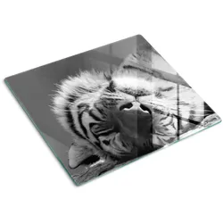 GLASPLATTE 60x52 cm Schlafender Tiger