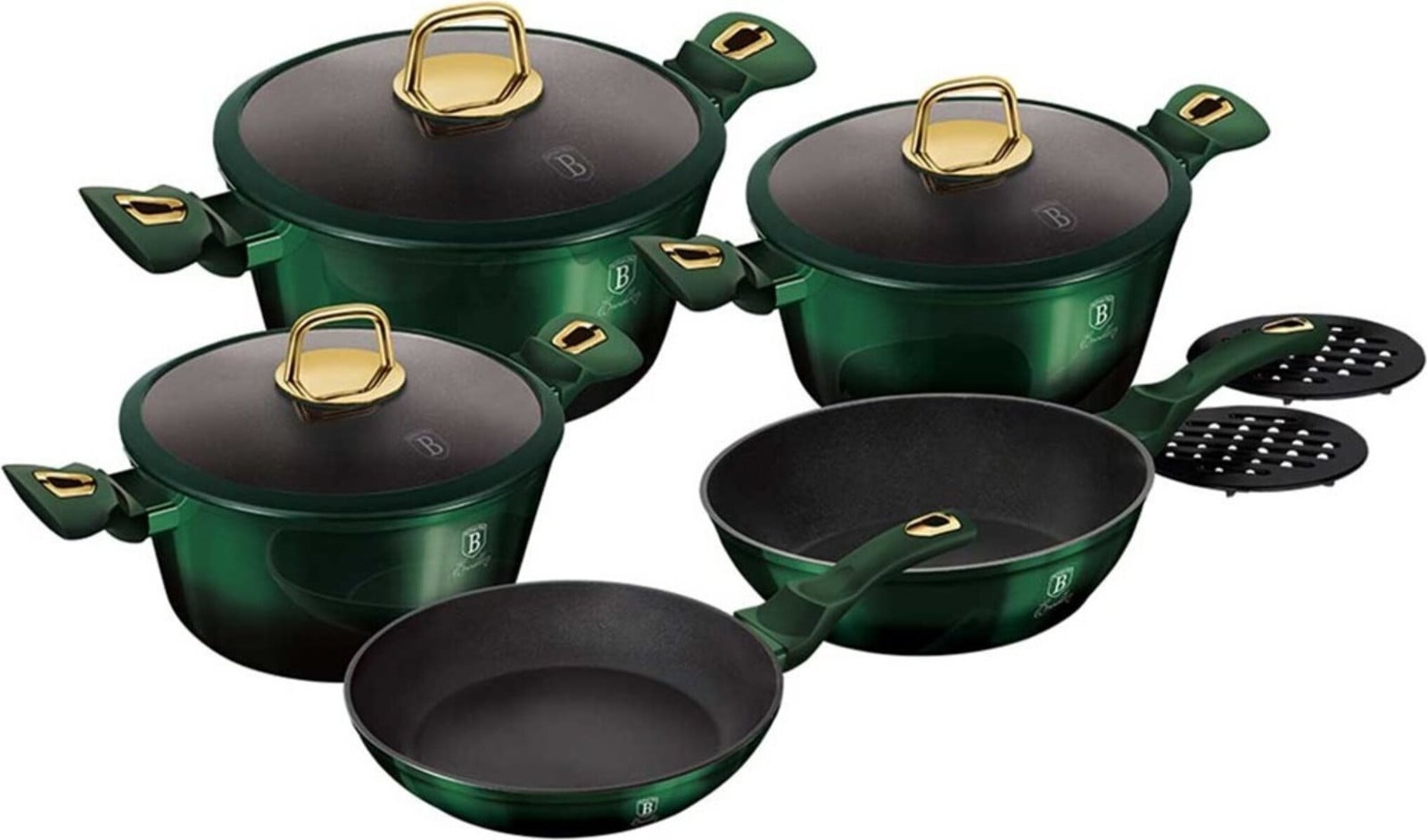 Berlinger Haus Set van 10 Potten Metallic Emerald BH6065