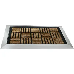 Fußmatte mit Edelstahl-Rahmen 70x50cm Design 12 Kokos - Gummi SZAGATO Edelstahl Fußmatte Schuhabstreifer Edelstahl außen Fussmatte Edelstahl aussen