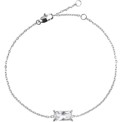 Edelstahlarmband JACQUES LEMANS "Baguetteschliff", silber (edelstahlfarben, kristallweiß, kristallweiß), Armbänder, Damen, 20cm, Edelstahl, Edelstahlarmband, mit Zirkonia (synth.)