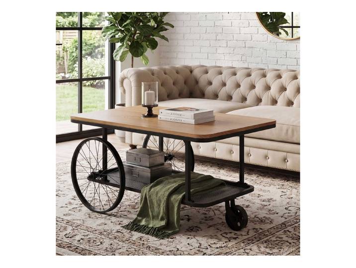 MCW Couchtisch MCW-O69, Mit dekorativen Speichenrädern