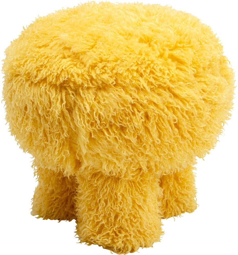 Kare Design Tabouret en polyester poils longs jaune Jaune 49x49x49cm