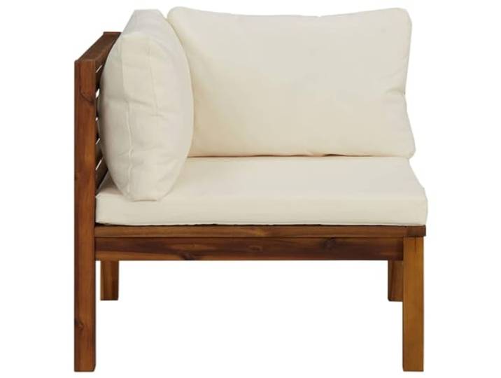 KTHLBRH Modulares Ecksofa aus Akazienholz, cremeweiß 69 x 69 x 62,5 cm, Kissen aus Polyester, für den Außenbereich, einfach zu montieren