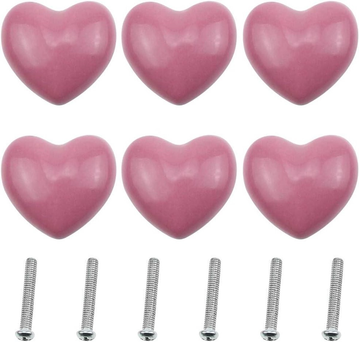 Set van 6 roze keramische kastknoppen met hartvormig design voor het decoreren van meubels